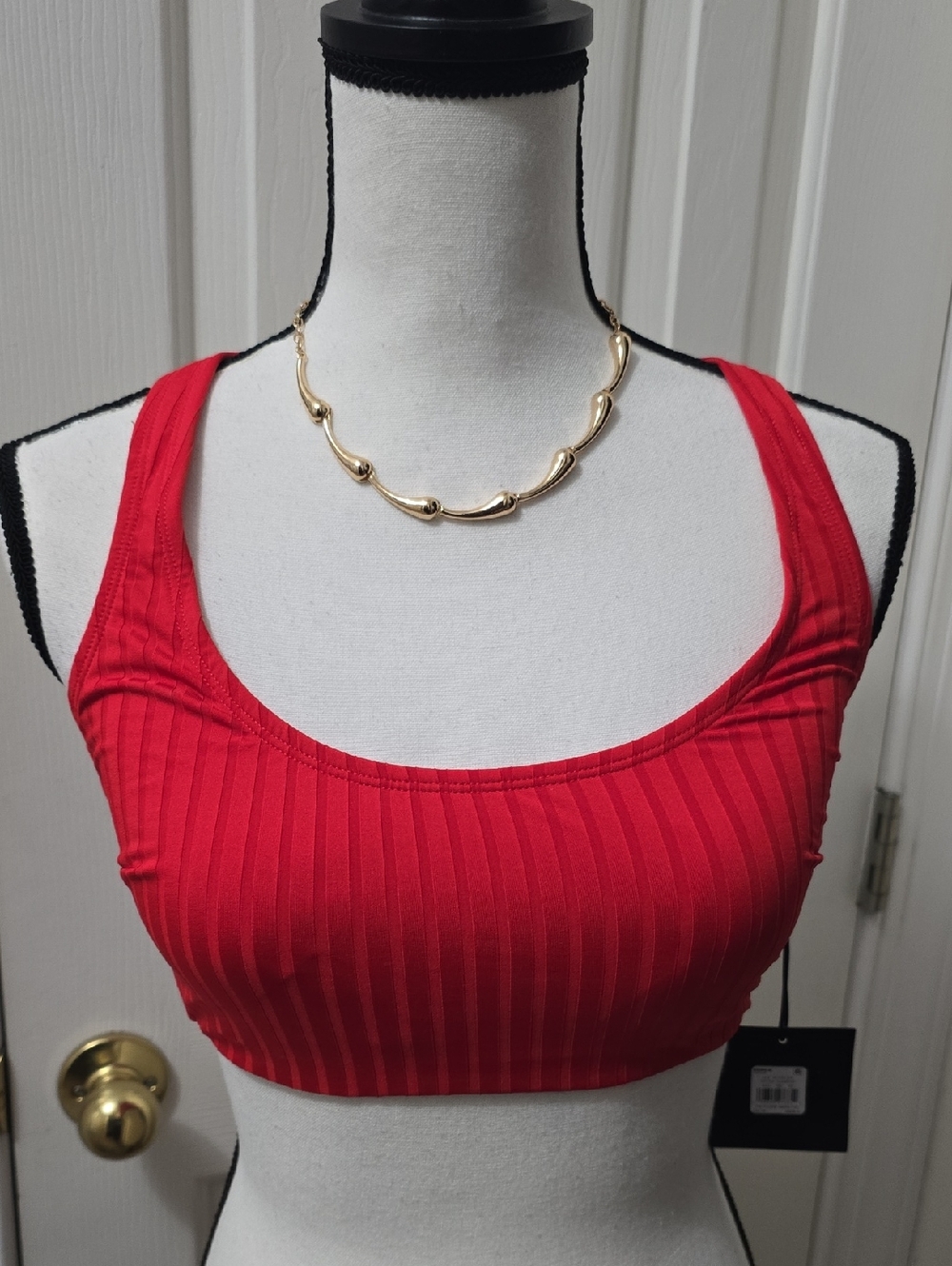 S3 Swim Brand Womens Red Ribbed Swim Top Size Small